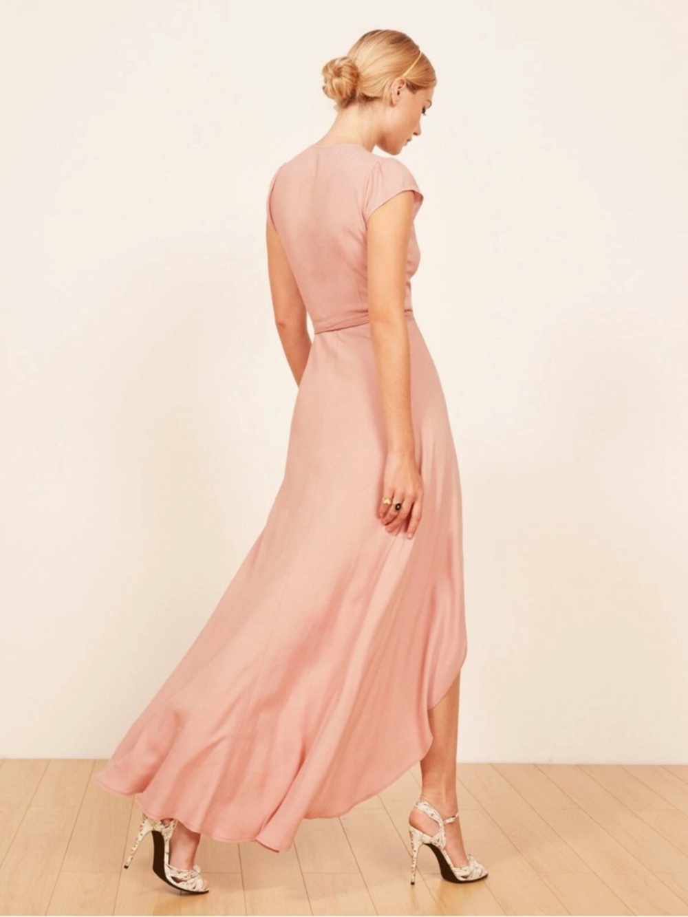 Reformation Blush Pink Chamomile Wrap Dress View 3